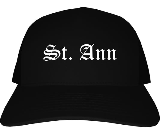 St. Ann Missouri MO Old English Mens Trucker Hat Cap Black