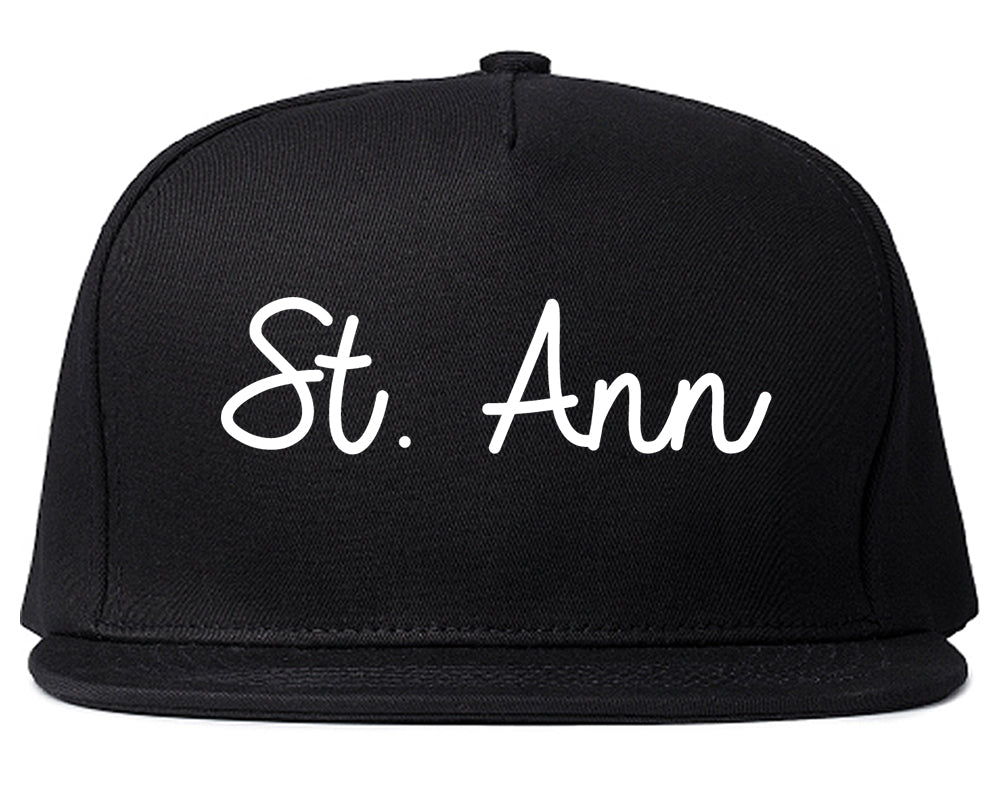 St. Ann Missouri MO Script Mens Snapback Hat Black