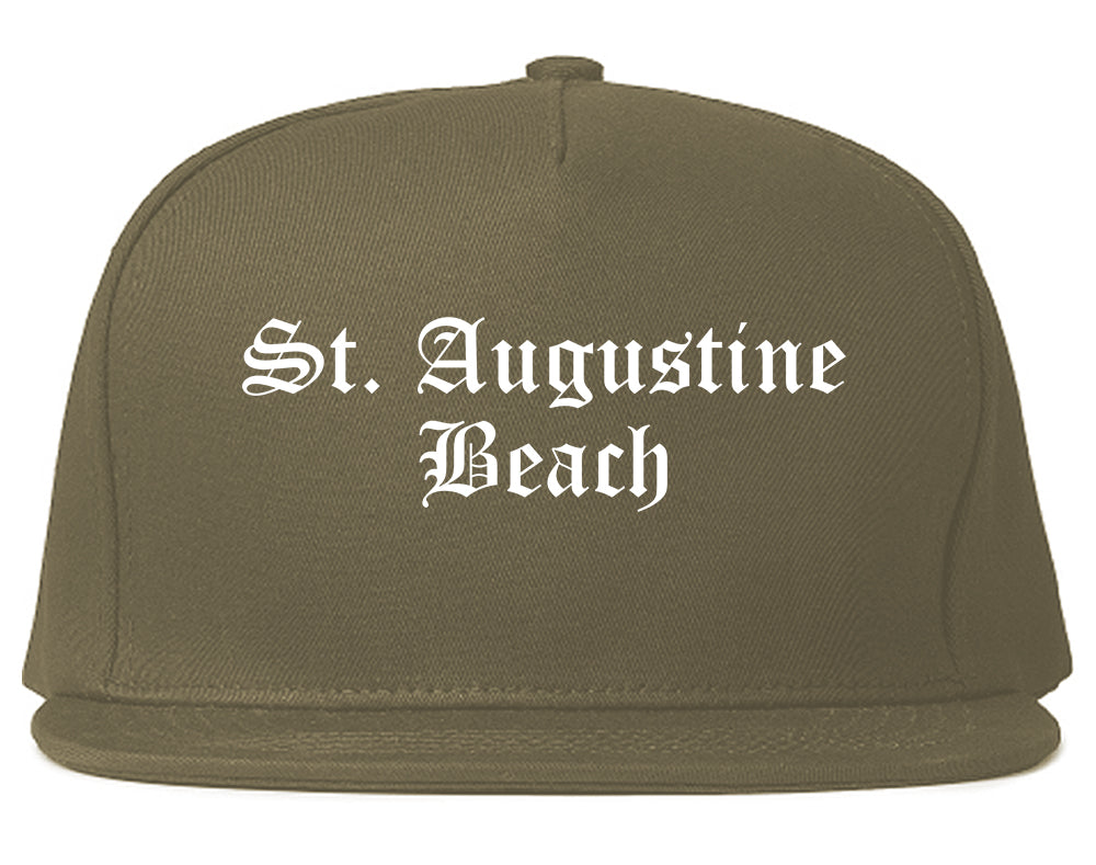 St. Augustine Beach Florida FL Old English Mens Snapback Hat Grey