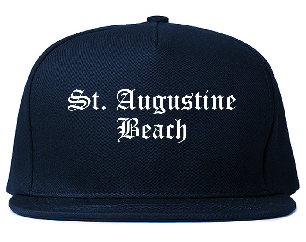 St. Augustine Beach Florida FL Old English Mens Snapback Hat Navy Blue
