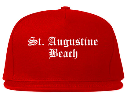 St. Augustine Beach Florida FL Old English Mens Snapback Hat Red