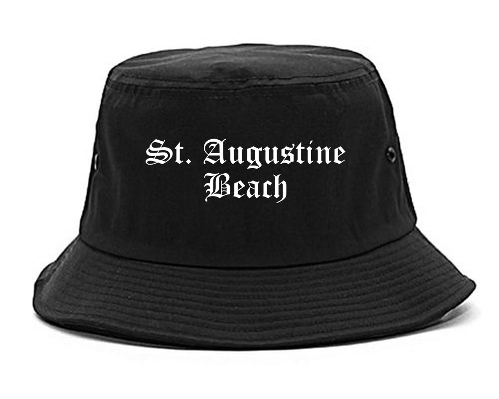 St. Augustine Beach Florida FL Old English Mens Bucket Hat Black
