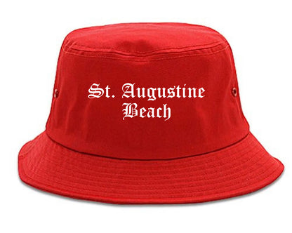 St. Augustine Beach Florida FL Old English Mens Bucket Hat Red