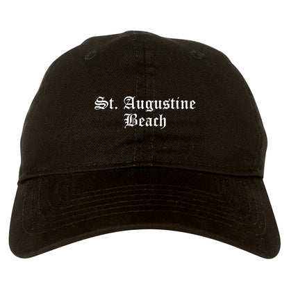 St. Augustine Beach Florida FL Old English Mens Dad Hat Baseball Cap Black