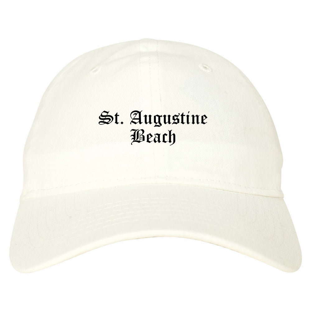 St. Augustine Beach Florida FL Old English Mens Dad Hat Baseball Cap White
