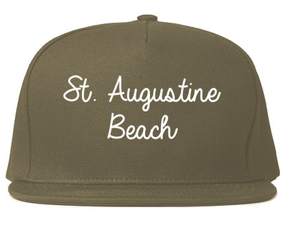 St. Augustine Beach Florida FL Script Mens Snapback Hat Grey