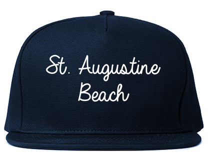 St. Augustine Beach Florida FL Script Mens Snapback Hat Navy Blue