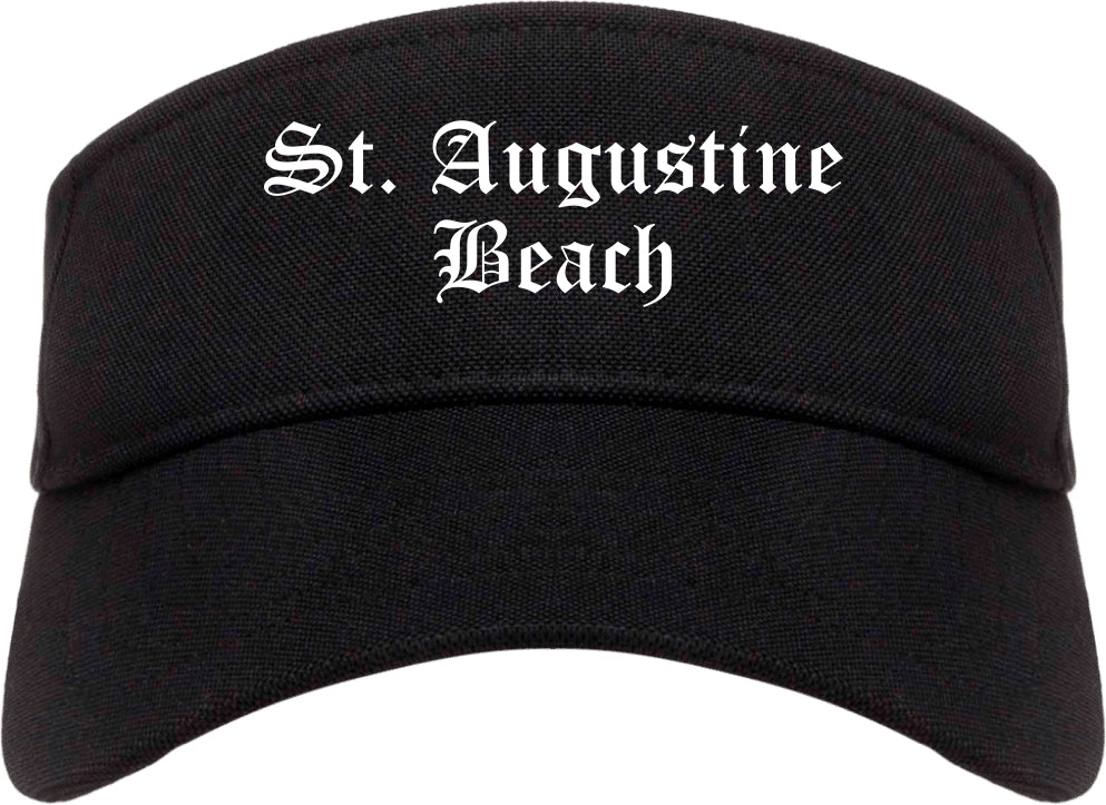 St. Augustine Beach Florida FL Old English Mens Visor Cap Hat Black