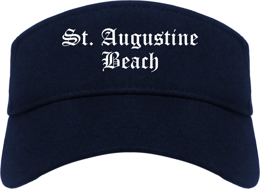 St. Augustine Beach Florida FL Old English Mens Visor Cap Hat Navy Blue