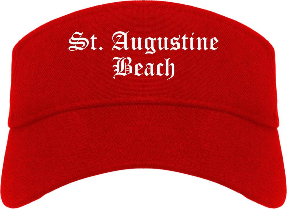 St. Augustine Beach Florida FL Old English Mens Visor Cap Hat Red
