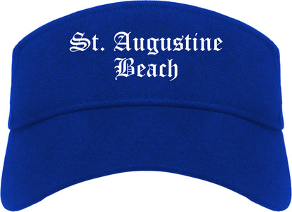St. Augustine Beach Florida FL Old English Mens Visor Cap Hat Royal Blue