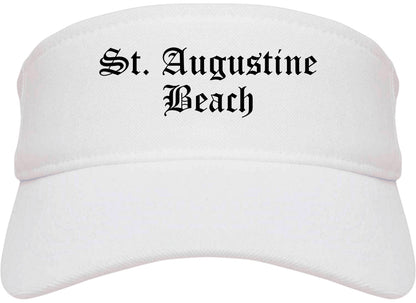 St. Augustine Beach Florida FL Old English Mens Visor Cap Hat White