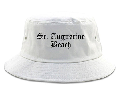 St. Augustine Beach Florida FL Old English Mens Bucket Hat White