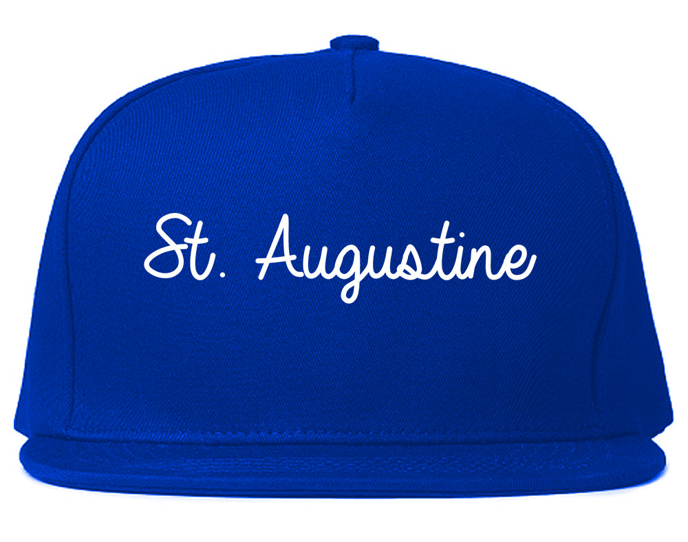 St. Augustine Florida FL Script Mens Snapback Hat Royal Blue
