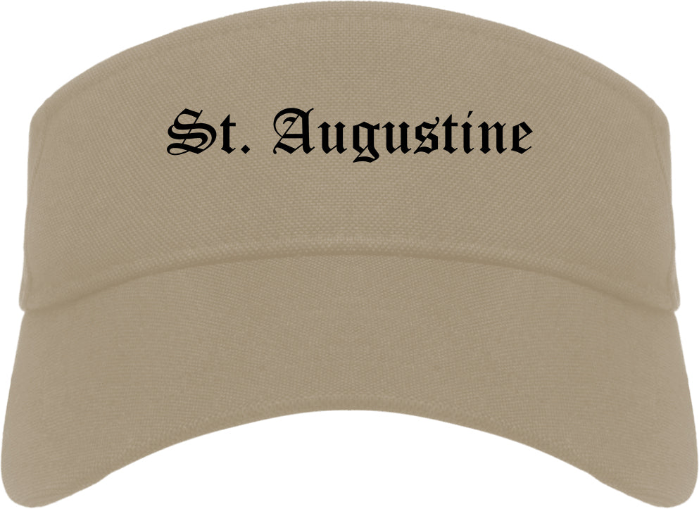 St. Augustine Florida FL Old English Mens Visor Cap Hat Khaki