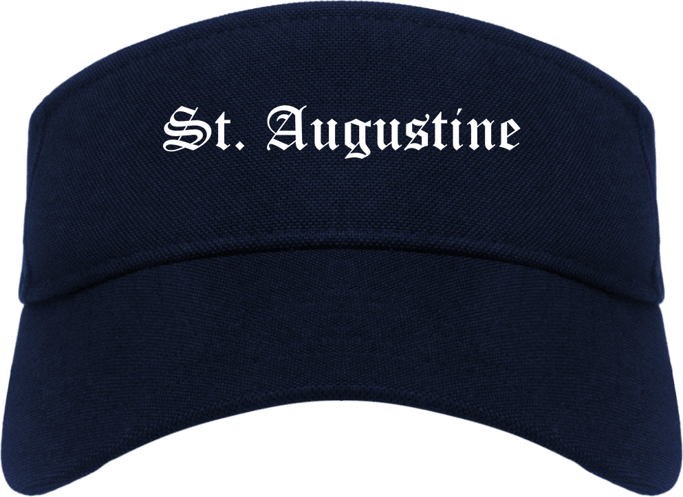 St. Augustine Florida FL Old English Mens Visor Cap Hat Navy Blue