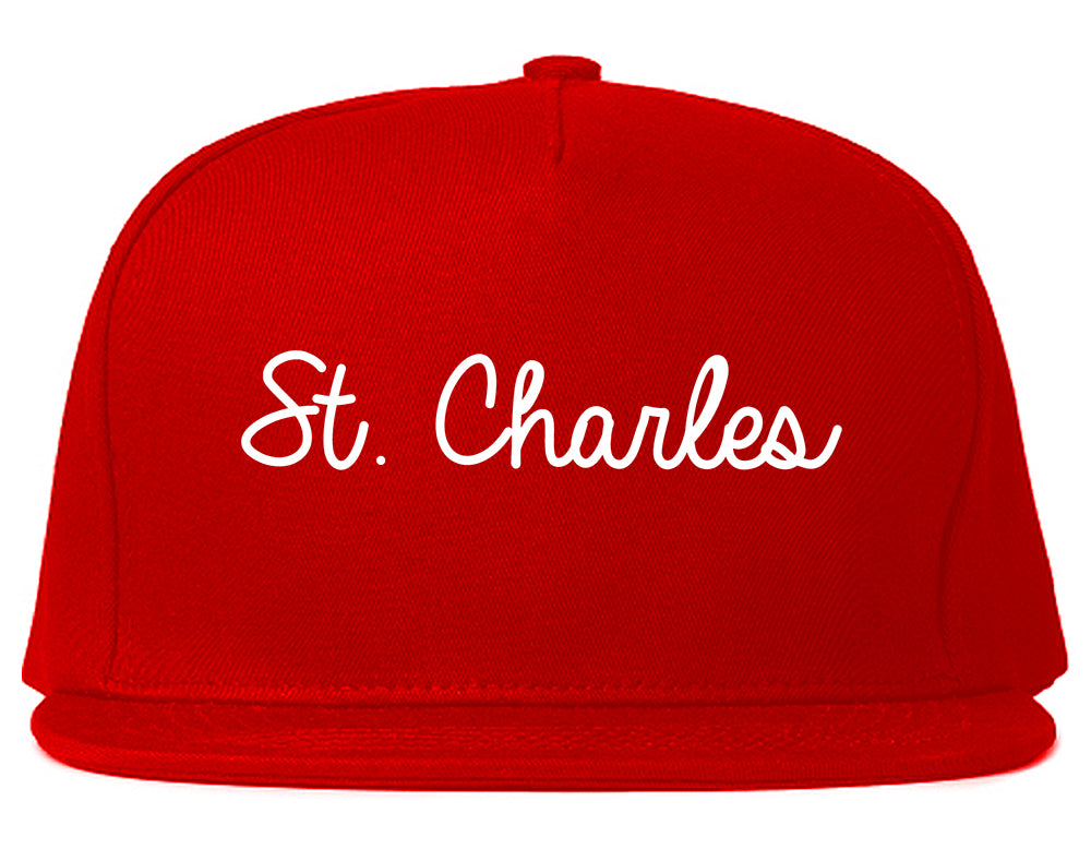 St. Charles Illinois IL Script Mens Snapback Hat Red