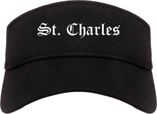 St. Charles Illinois IL Old English Mens Visor Cap Hat Black