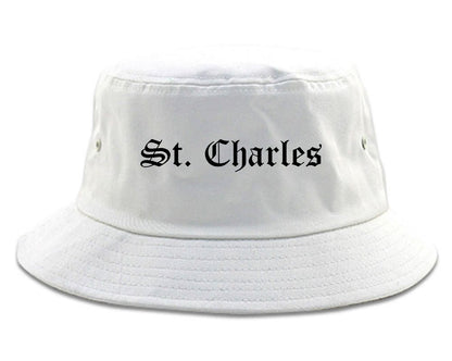 St. Charles Illinois IL Old English Mens Bucket Hat White