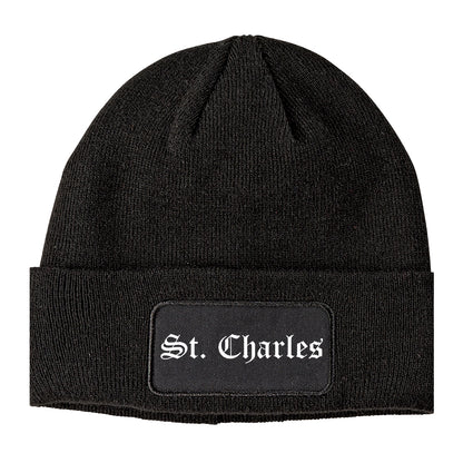 St. Charles Missouri MO Old English Mens Knit Beanie Hat Cap Black