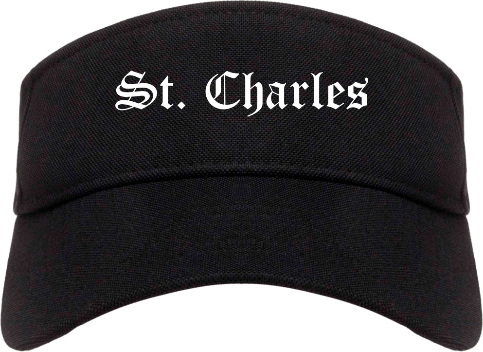 St. Charles Missouri MO Old English Mens Visor Cap Hat Black