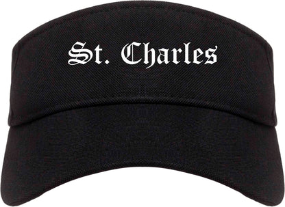 St. Charles Missouri MO Old English Mens Visor Cap Hat Black