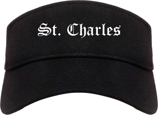 St. Charles Missouri MO Old English Mens Visor Cap Hat Black