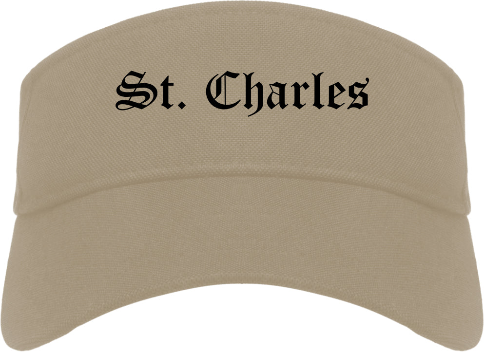 St. Charles Missouri MO Old English Mens Visor Cap Hat Khaki