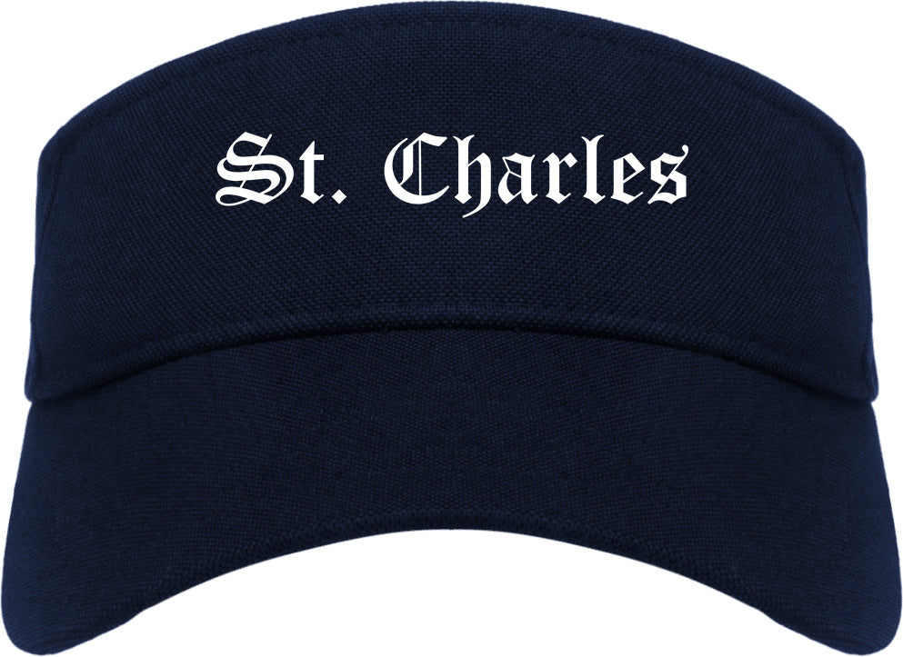 St. Charles Missouri MO Old English Mens Visor Cap Hat Navy Blue