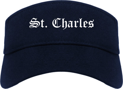 St. Charles Missouri MO Old English Mens Visor Cap Hat Navy Blue