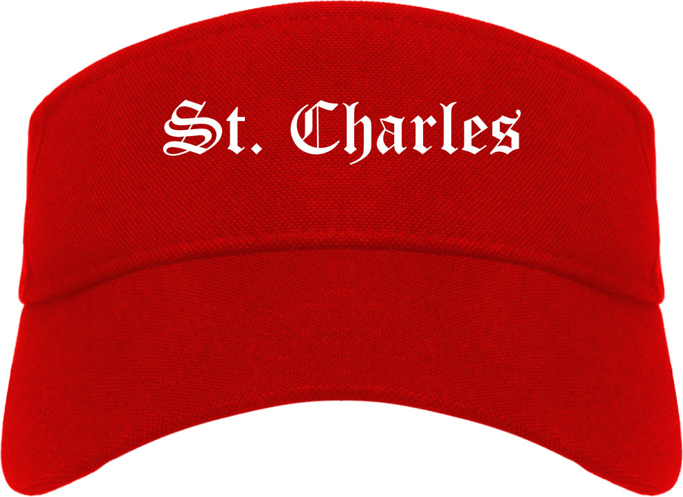 St. Charles Missouri MO Old English Mens Visor Cap Hat Red
