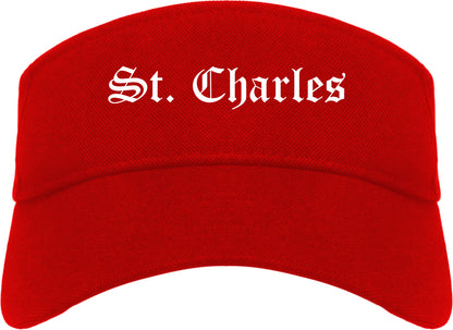 St. Charles Missouri MO Old English Mens Visor Cap Hat Red