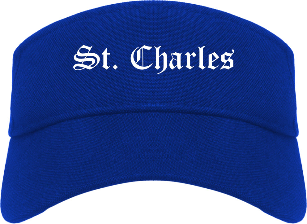 St. Charles Missouri MO Old English Mens Visor Cap Hat Royal Blue