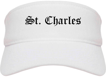 St. Charles Missouri MO Old English Mens Visor Cap Hat White