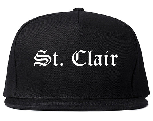 St. Clair Michigan MI Old English Mens Snapback Hat Black