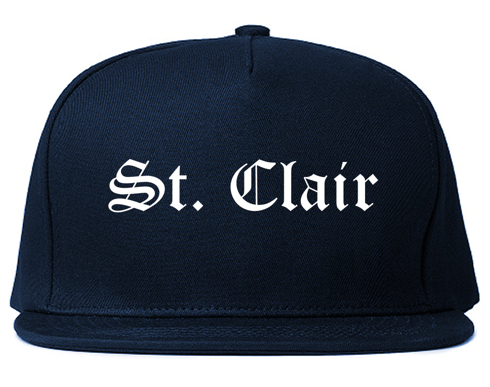 St. Clair Michigan MI Old English Mens Snapback Hat Navy Blue