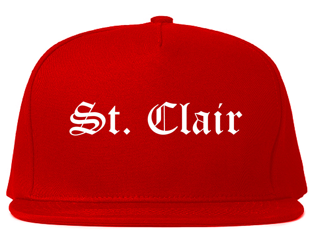 St. Clair Michigan MI Old English Mens Snapback Hat Red