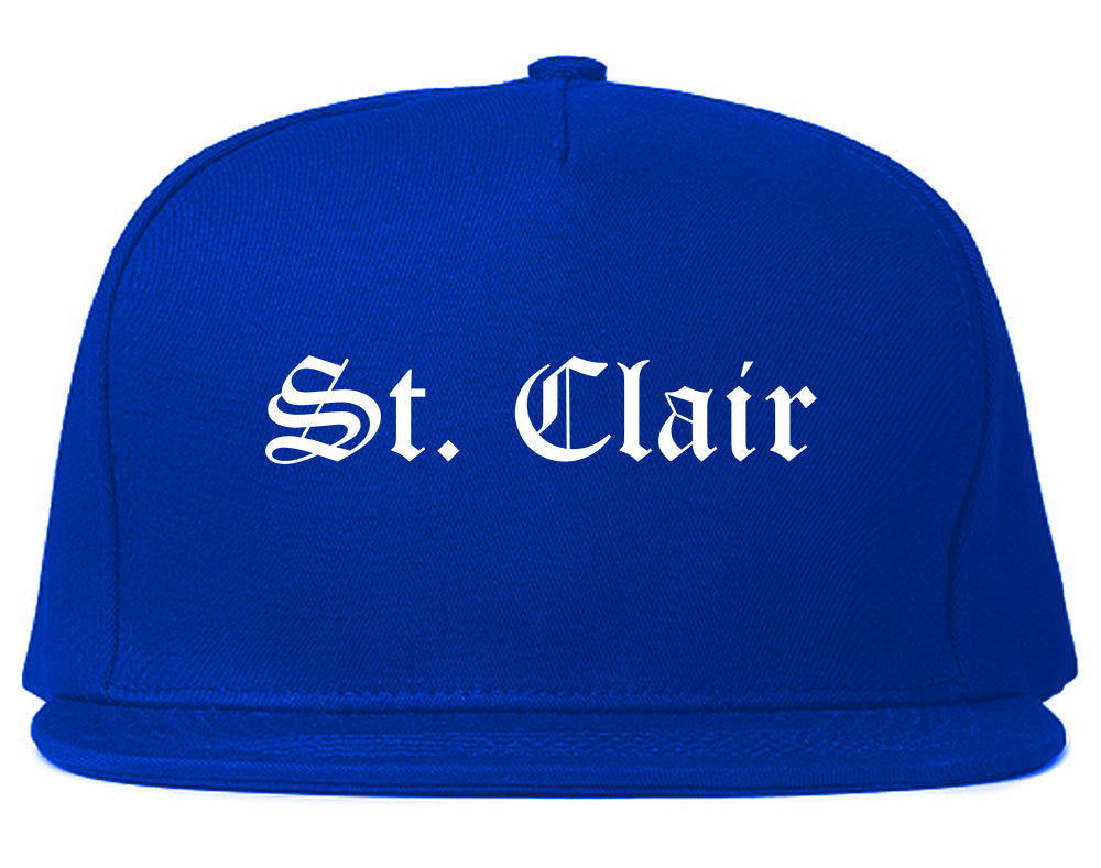 St. Clair Michigan MI Old English Mens Snapback Hat Royal Blue