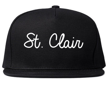St. Clair Michigan MI Script Mens Snapback Hat Black
