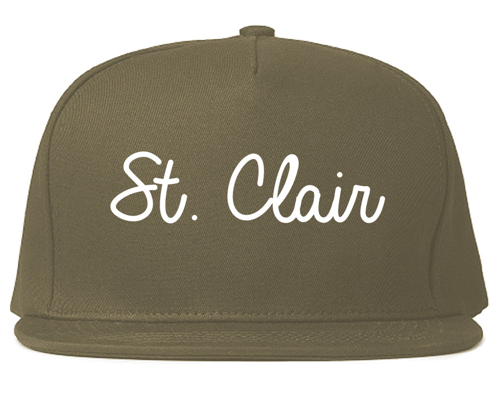 St. Clair Michigan MI Script Mens Snapback Hat Grey