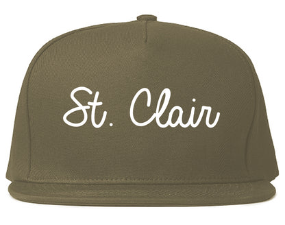 St. Clair Michigan MI Script Mens Snapback Hat Grey