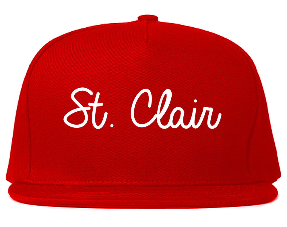 St. Clair Michigan MI Script Mens Snapback Hat Red