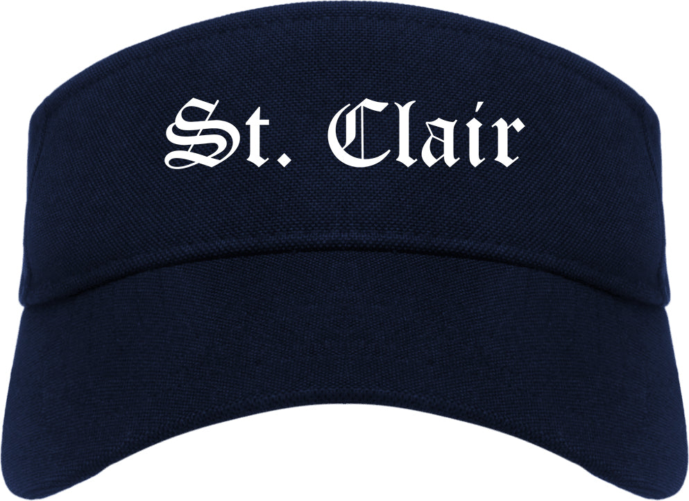 St. Clair Michigan MI Old English Mens Visor Cap Hat Navy Blue