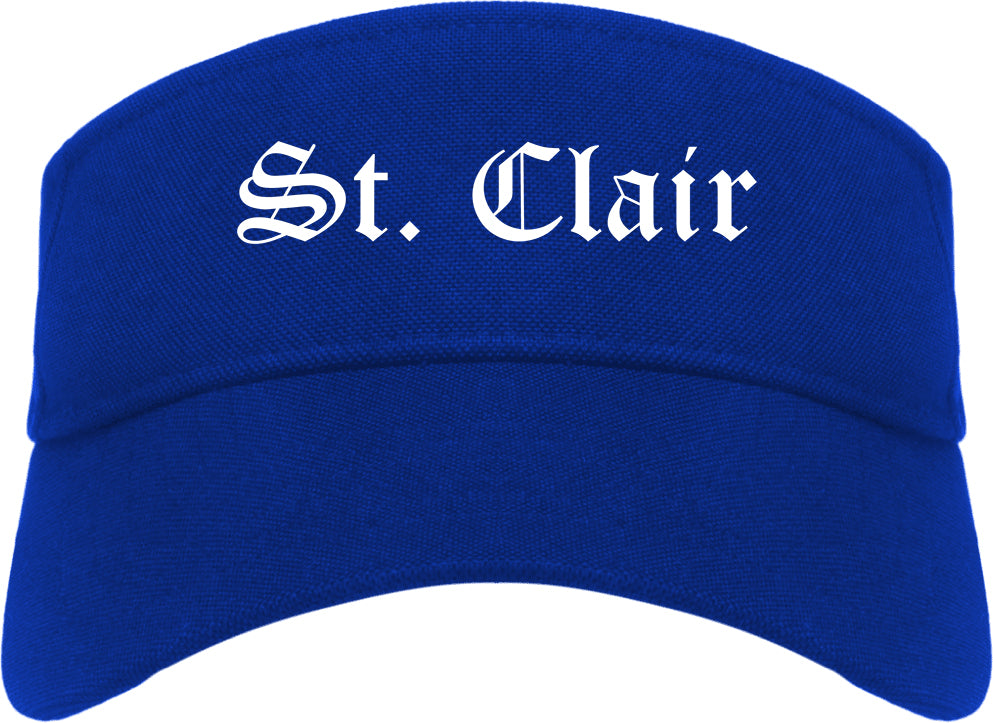 St. Clair Michigan MI Old English Mens Visor Cap Hat Royal Blue