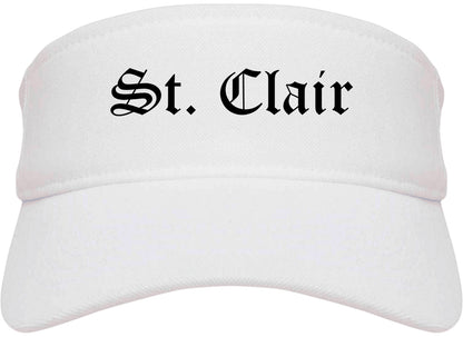 St. Clair Michigan MI Old English Mens Visor Cap Hat White