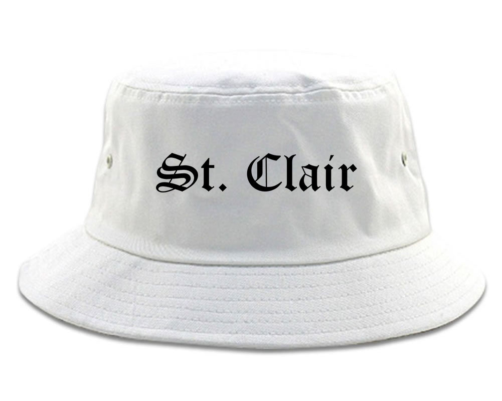St. Clair Michigan MI Old English Mens Bucket Hat White