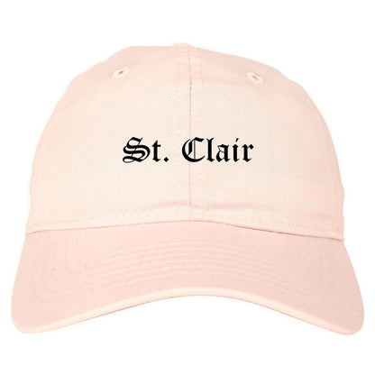 St. Clair Missouri MO Old English Mens Dad Hat Baseball Cap Pink