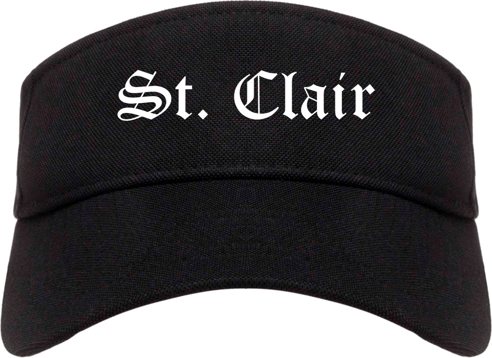 St. Clair Missouri MO Old English Mens Visor Cap Hat Black