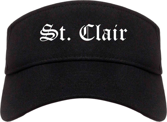 St. Clair Missouri MO Old English Mens Visor Cap Hat Black