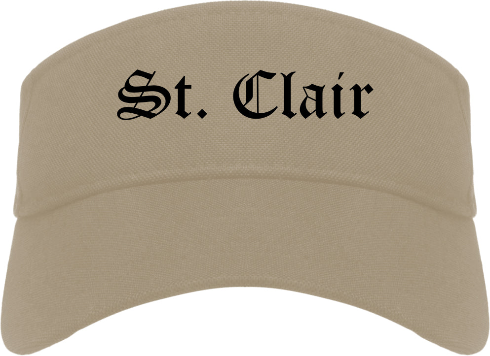 St. Clair Missouri MO Old English Mens Visor Cap Hat Khaki